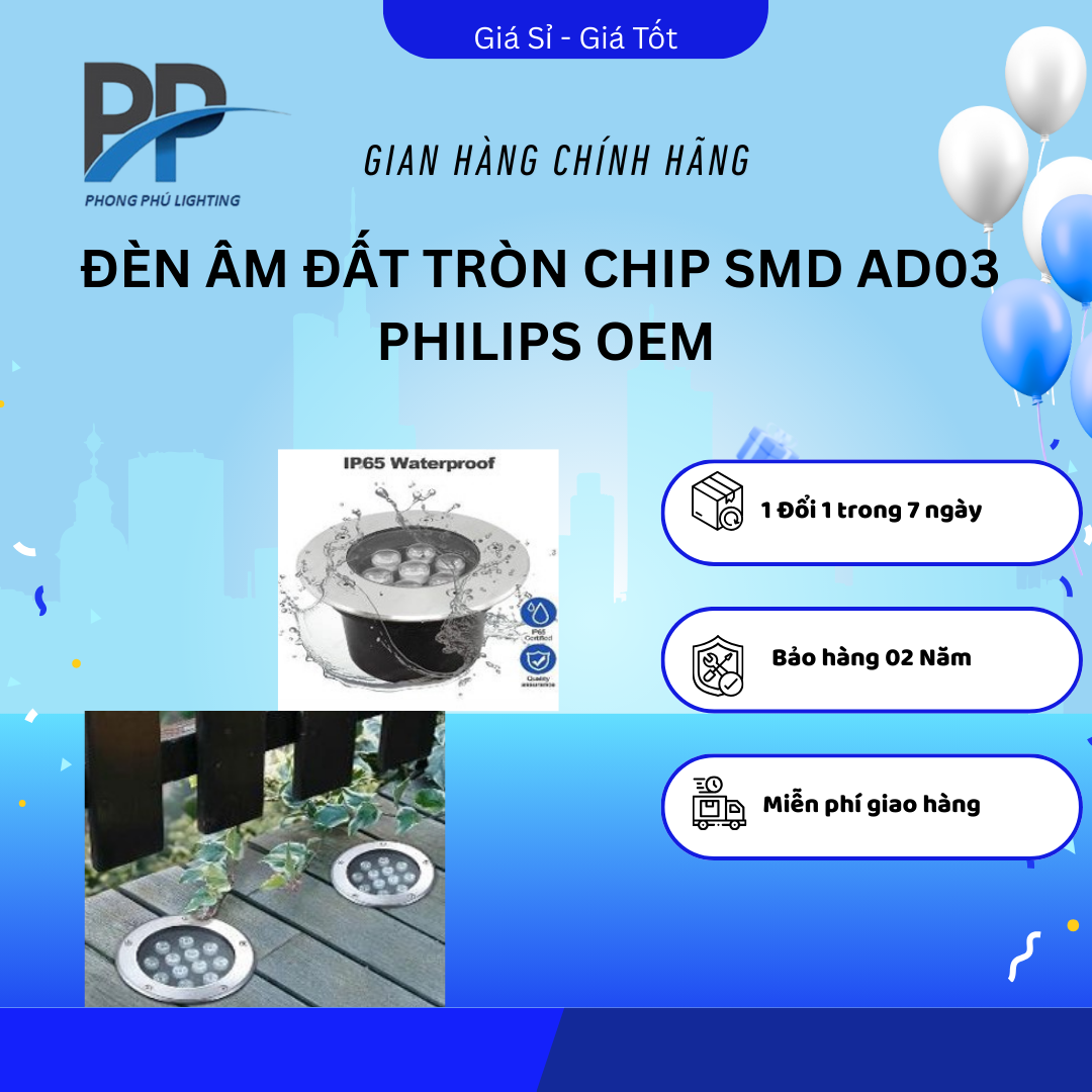 ĐÈN ÂM ĐẤT TRÒN SMD AD03 PHILIPS OEM